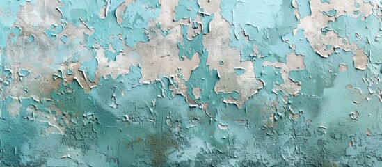 Abstract turquoise grungy concrete background texture with streaks of paint on aged stone wall vintage stucco surface for a backdrop with copy space image