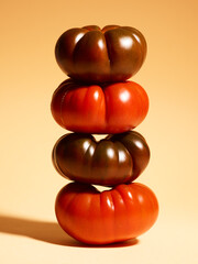 natural farm tomatoes on a beige background