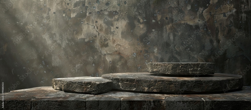 Poster stones used as a backdrop for podium setting with a copy space image
