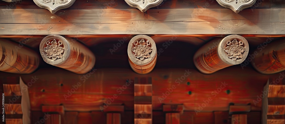 Poster ancient chinese architectural beams set against a background with copy space image