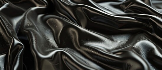 Fototapeta premium High end black leather with folded corrugated details for a cow skin textured copy space image