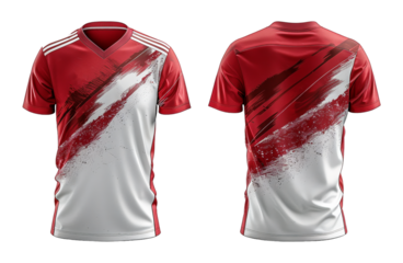 sports jersey uniform template with white and red pattern, ai generated
