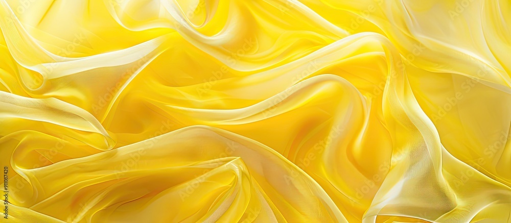 Poster silk organza with wavy piping in yellow featuring a delicate open weave wave pattern on the fabric b