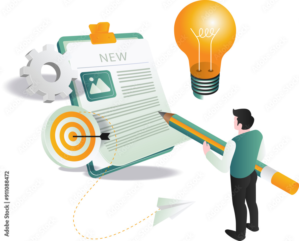 Poster man writes informational articles for content