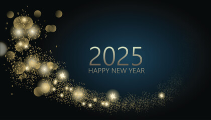 2025 New Year Abstract shiny gold wave design