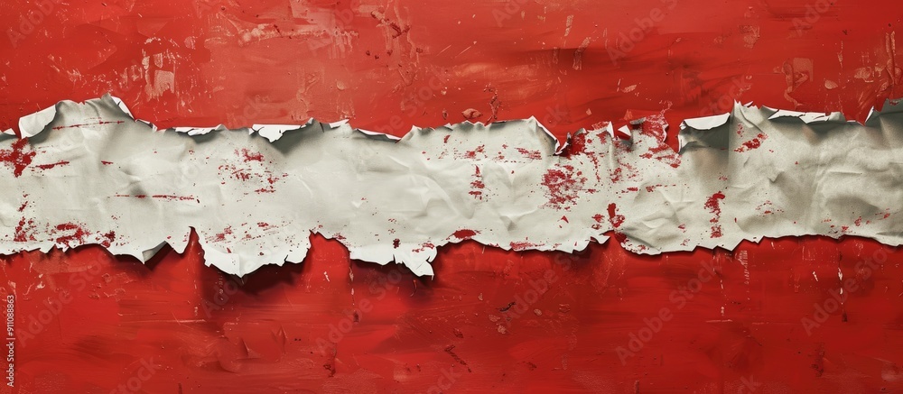 Poster a symbolic representation of our mission displayed on a torn white paper against a red backdrop feat