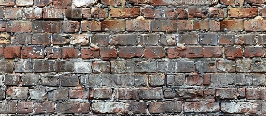 Fototapeta premium Brick wall with a mix of old and new bricks suitable as a background for design projects and presentations with ample copy space image
