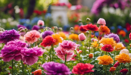 Obraz premium Dahlia Dreamscape: A Serene Garden of Colorful Blooms