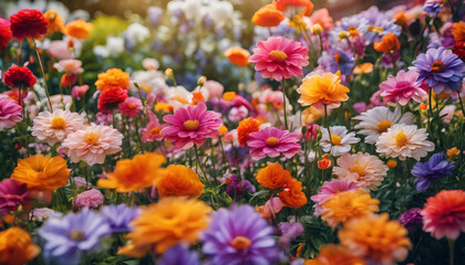 Dahlia Dreamscape: A Serene Garden of Colorful Blooms