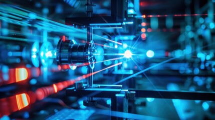 Blue and Red Laser Beams in a Lab Setting