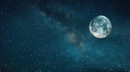 Mesmerizing Night Sky with Full Moon and Starry Background