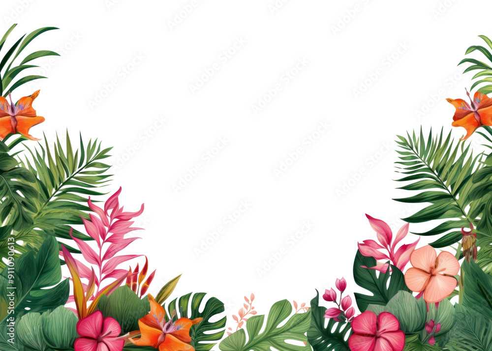 Wall mural png jungle leaves flower backgrounds outdoors.