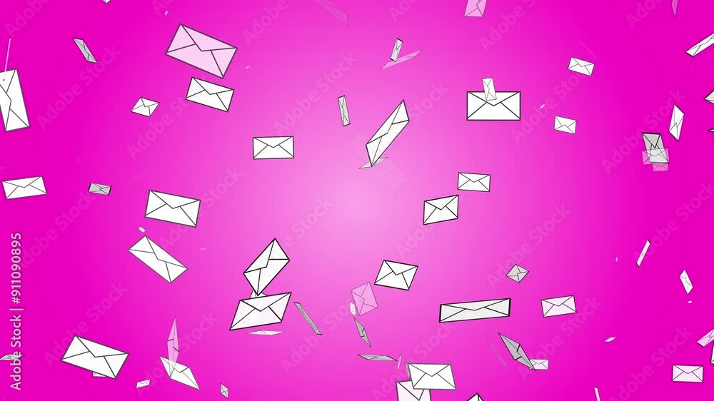 Poster letter mail postal envelope floating falling disappear 3d animation on gradient background stationar