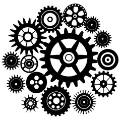 A combination of large and small gears vector silhouette 