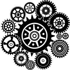 A combination of large and small gears vector silhouette 