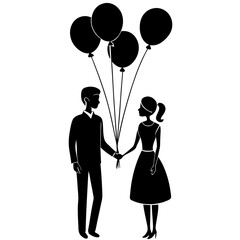 Couple balloons vector silhouette 