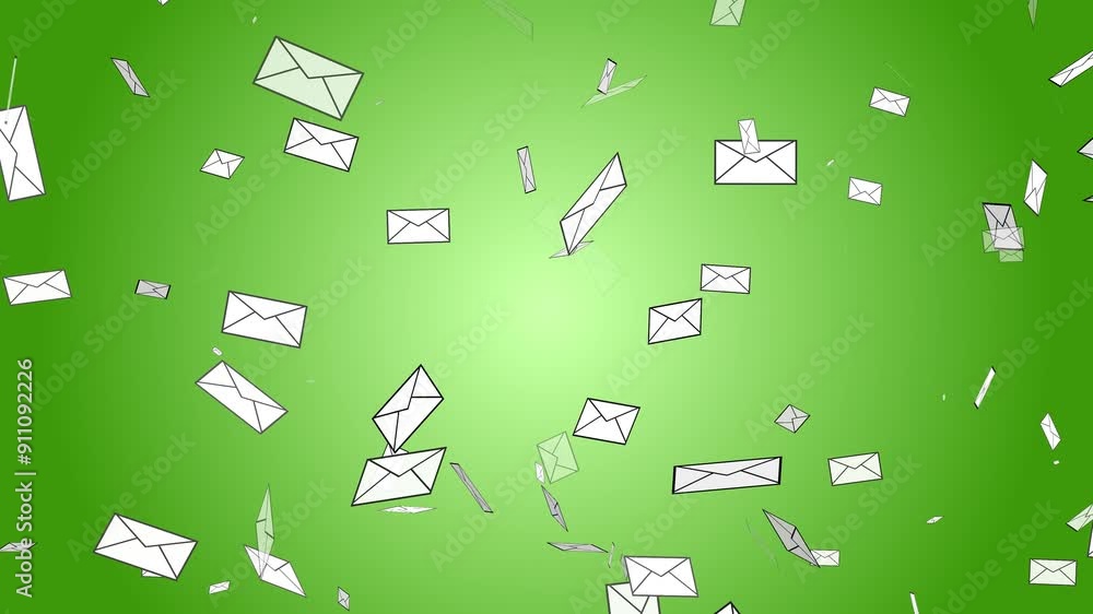 Poster letter mail postal envelope floating falling disappear 3d animation on gradient background stationar