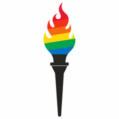 Rainbow ink wash Olympic Flag Torch vector illustration