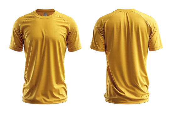 yellow sports jersey uniform set template with front and back view, generative ai
