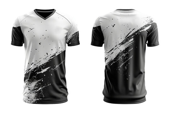 sports jersey uniform template with black and white pattern, generated ai