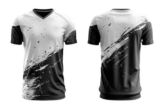 sports jersey uniform template with black and white pattern, generated ai
