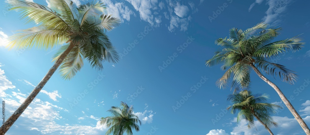 Canvas Prints Perfect palm trees against a beautiful blue sky creating a serene copy space image