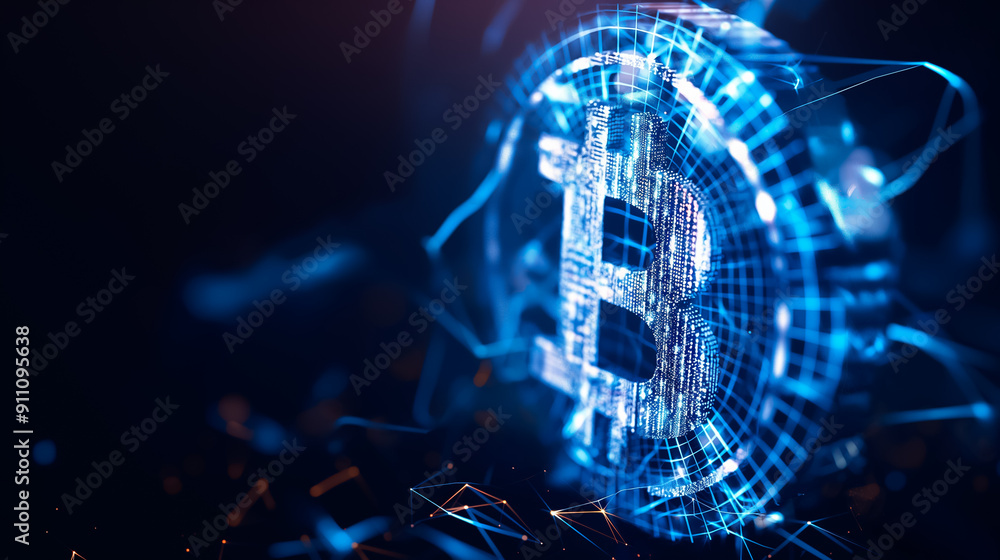 Poster a comprehensive digital representation of bitcoin utilizing advanced technology for enhanced underst