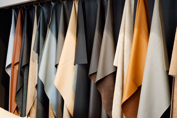 Display of leather material in various colors