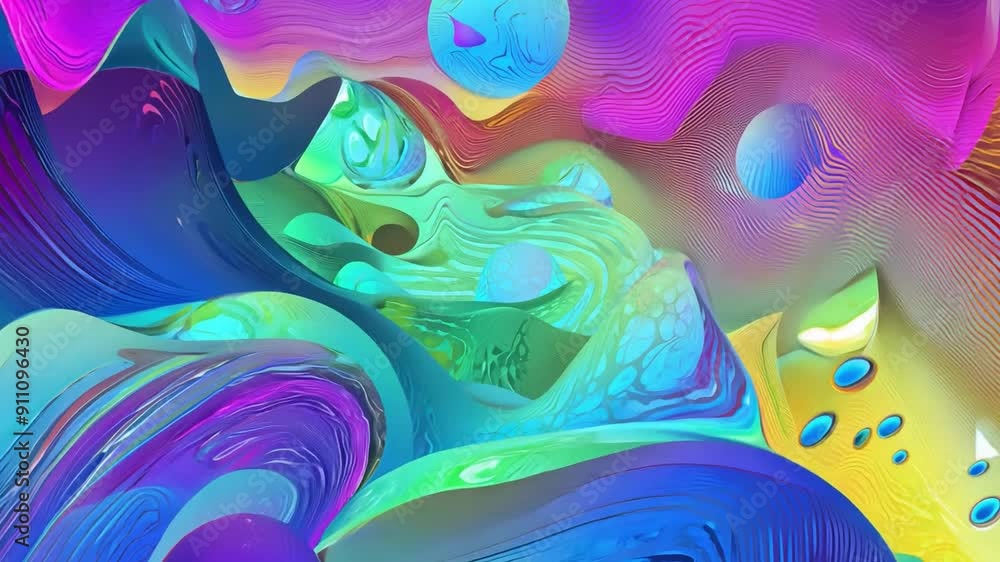 Aufkleber this vibrant abstract shapes blend in shades of purple and blue, creating a mesmerizing effect.