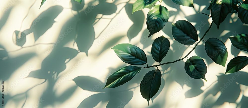 Aufkleber summer themed picture featuring leaf shadows on background giving space for text or additional eleme
