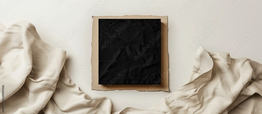 Canvas Prints Vintage style mockup featuring a black square canvas on kraft paper set against a white backdrop with copy space image