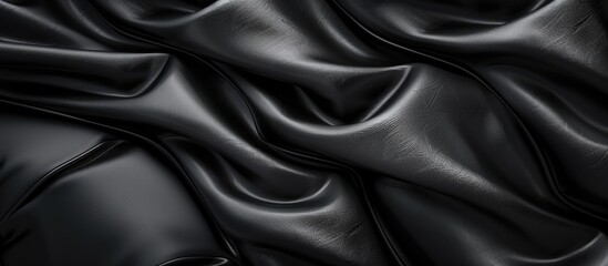 Fototapeta premium High end black leather with folded corrugated details for a cow skin textured copy space image