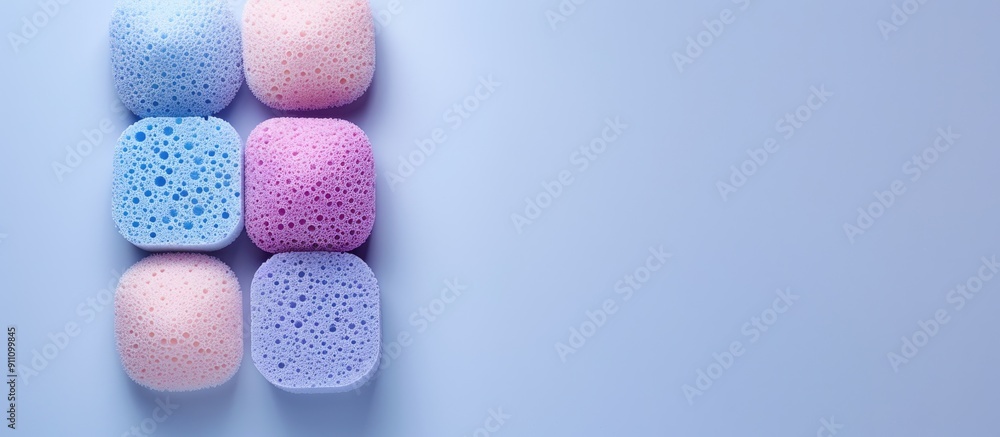 Poster white background with a case of cosmetic sponges allowing room for text within the copy space image