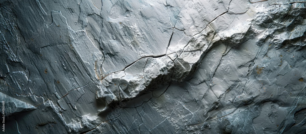 Poster close up shot of an empty light grey stone wall with a crack in a cave providing an abstract backgro