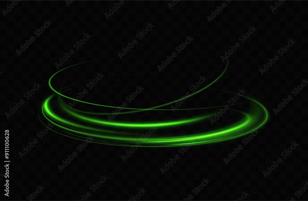 Poster green neon ring. glowing circle. glow effect. round light frame. abstract light lines of movement an