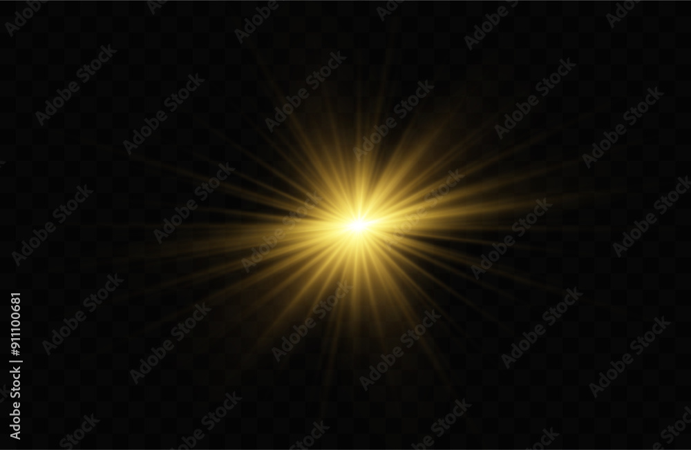 Poster glowing light explodes on a transparent background. with ray. transparent shining sun, bright flash.
