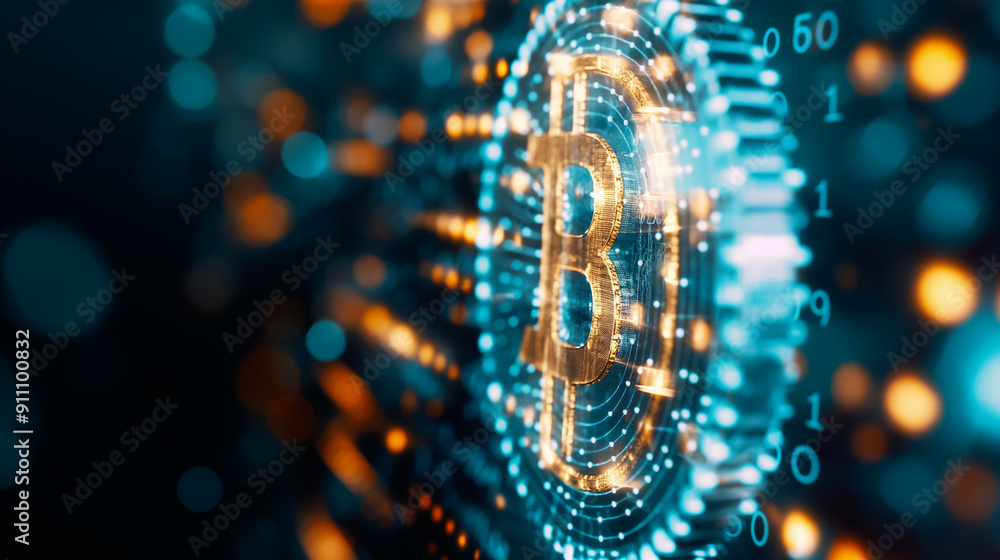 Poster a comprehensive digital representation of bitcoin utilizing advanced technology for enhanced underst