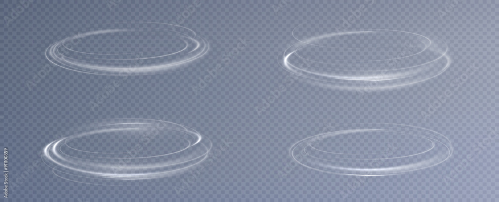 Aufkleber Light white Twirl. Curve light effect of white line. Glowing white spiral. The effect of high-speed abstract lines. Rotating shiny rings.