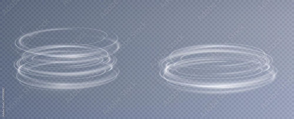 Poster Light white Twirl. Curve light effect of white line. Glowing white spiral. The effect of high-speed abstract lines. Rotating shiny rings.