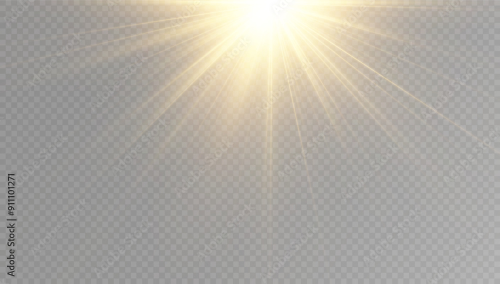 Poster glowing light explodes on a transparent background. with ray. transparent shining sun, bright flash.