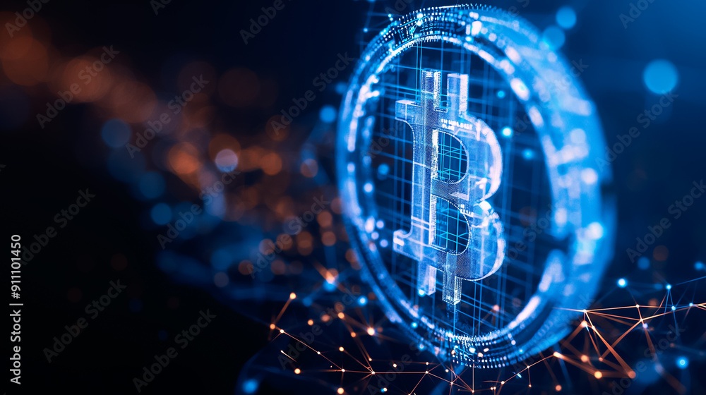 Poster a comprehensive digital representation of bitcoin utilizing advanced technology for enhanced underst