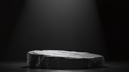 Natural Podium Crafted from Wild Stone with Sun Rays and Shadows