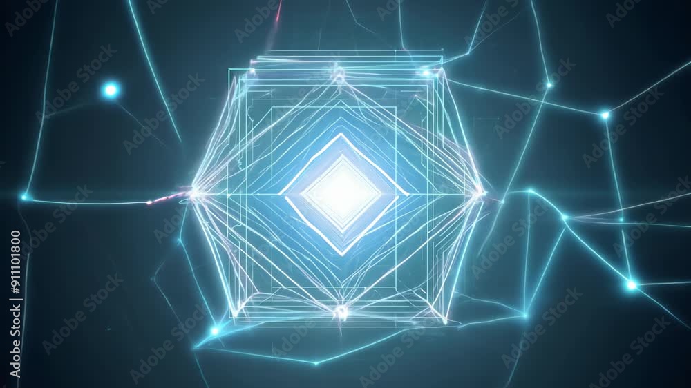 Aufkleber abstract visualization of a digital network with a bright central element. concept: it innovations, 