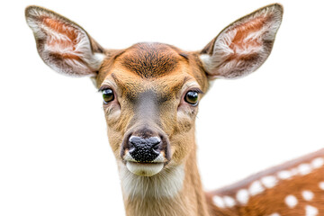 Fototapeta premium A close-up of a beautiful young deer with striking features and soft fur, showcasing its gentle and curious nature.