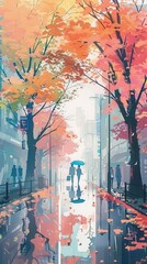 Obraz premium 15 Cheerful parade flat design playful perspective anime theme water color Split-complementary color scheme