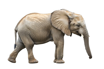 Fototapeta premium A majestic elephant gracefully walking, showcasing its large ears and trunk in a natural habitat.