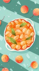 23 USA peach cobbler flat design bird's-eye view dessert theme water color Complementary Color Scheme