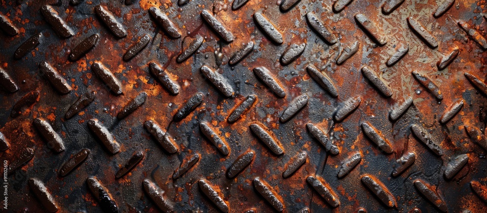 Poster Old iron plate with rust forming a patterned texture background suitable for a copy space image