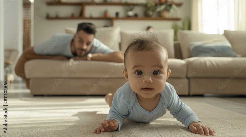 Wall mural the baby crawling moment