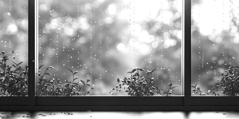 Rainy day view through a window.